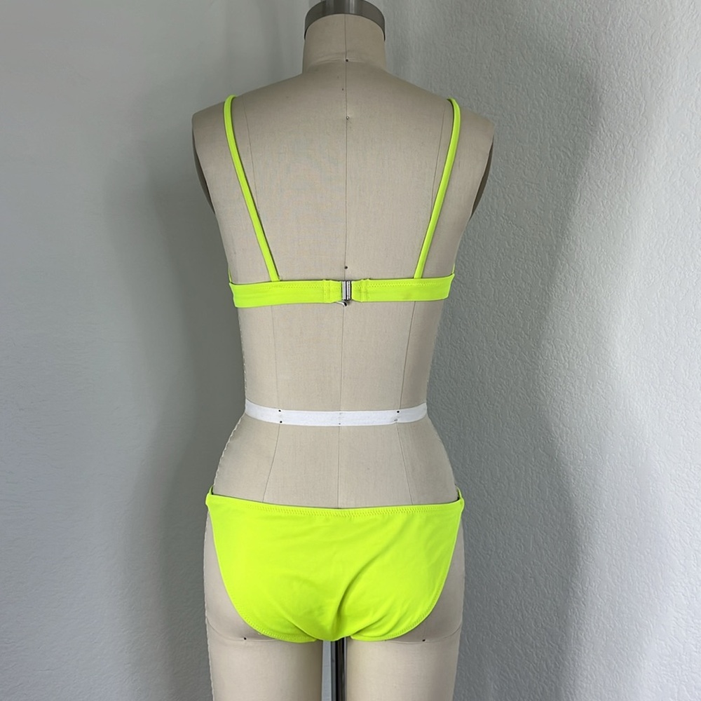 Solid & Striped Neon String Triangle Yellow Bikin… - image 5